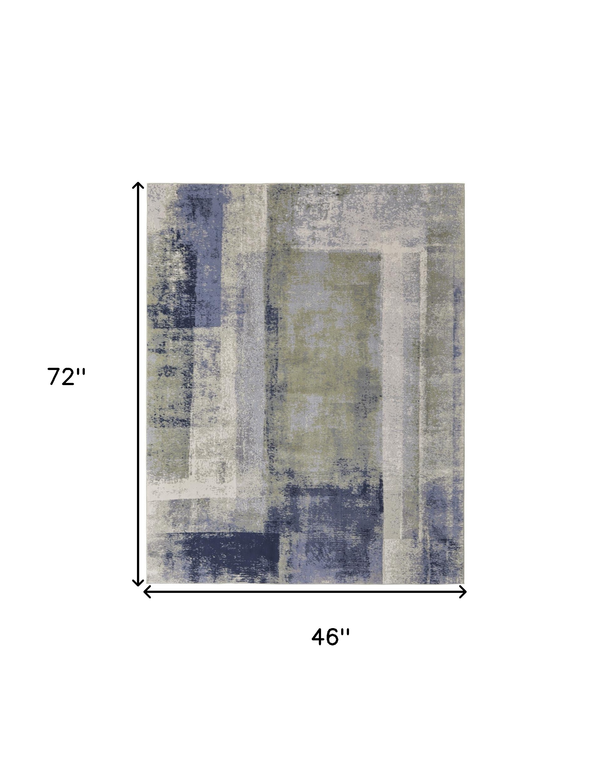 4" X 6" Blue and Ivory Abstract Power Loom Distressed Area Rug