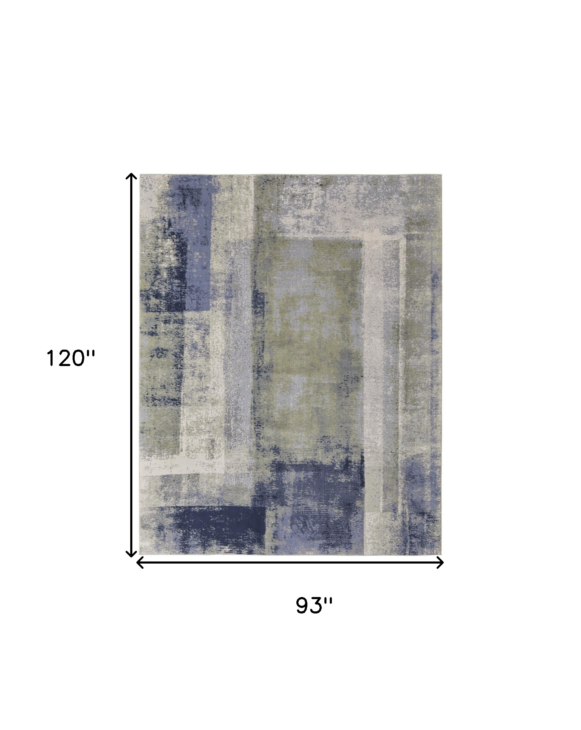 8" X 10" Blue and Ivory Abstract Power Loom Distressed Area Rug