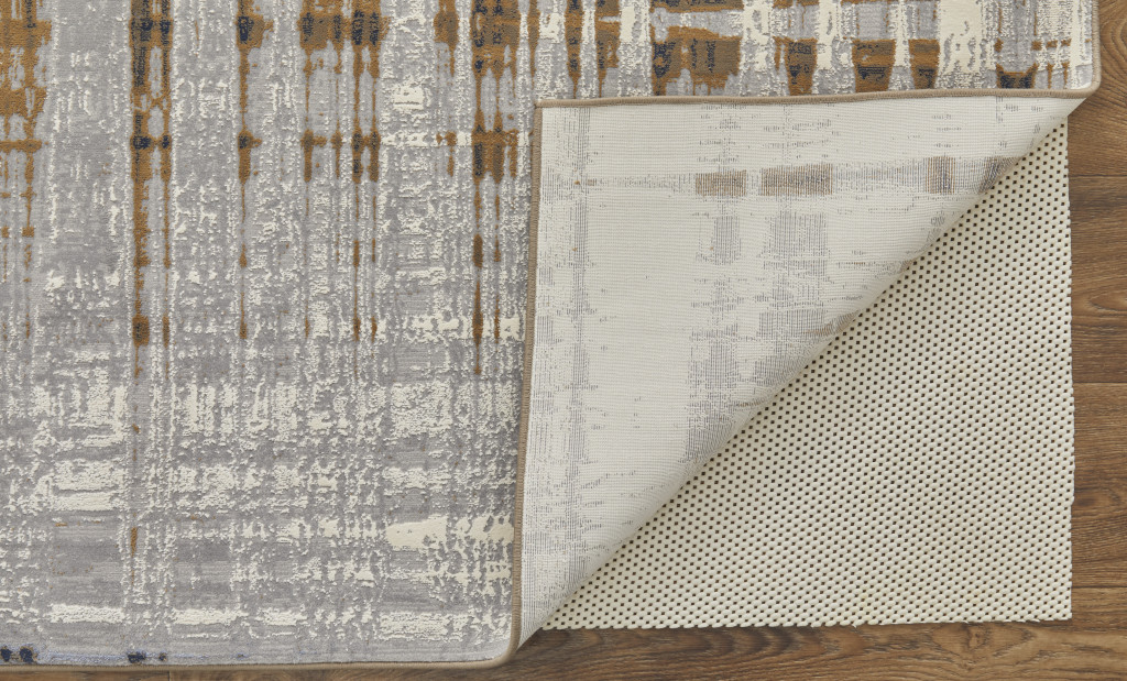 4" X 6" Blue and Gray Abstract Power Loom Area Rug