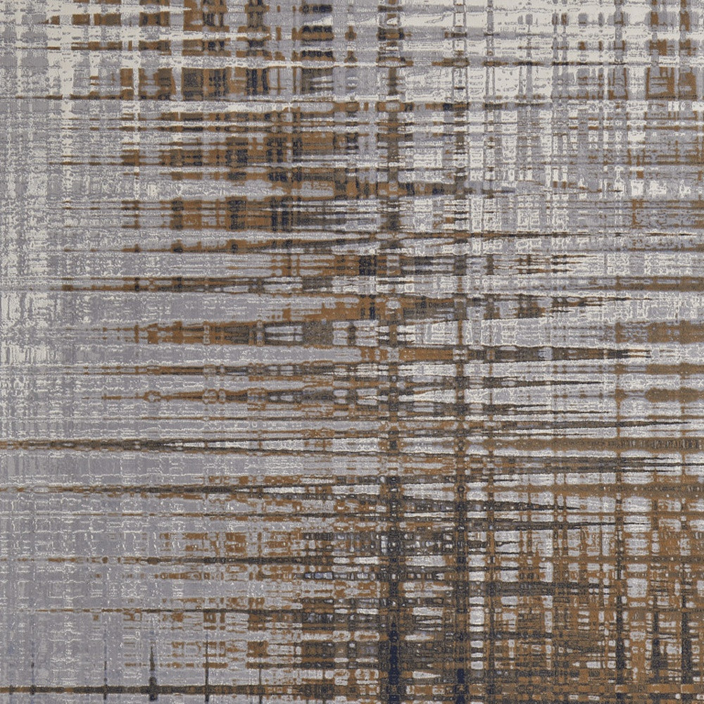 8" X 10" Blue Orange And Gray Abstract Power Loom Area Rug