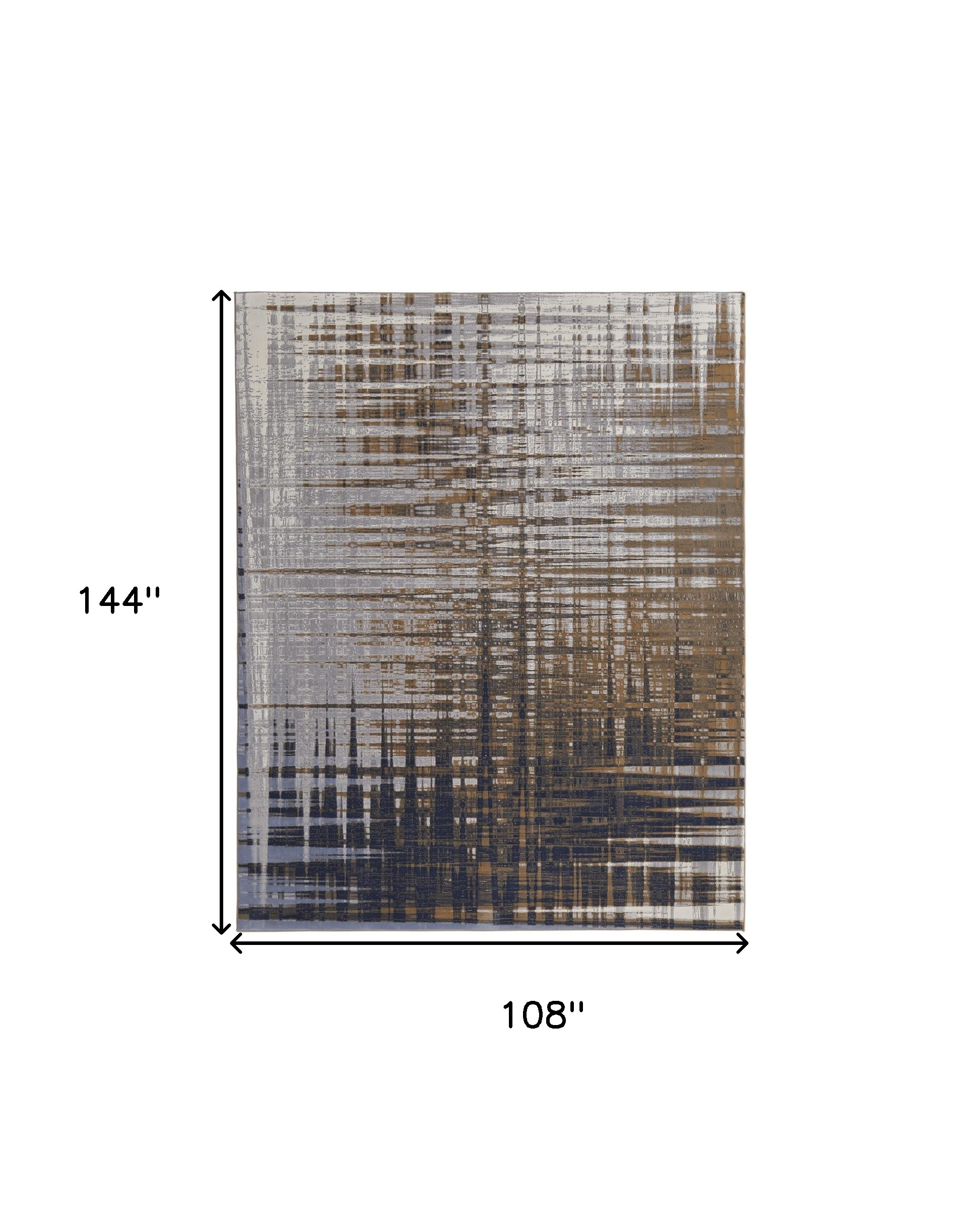 9" X 12" Blue Orange And Gray Abstract Power Loom Area Rug