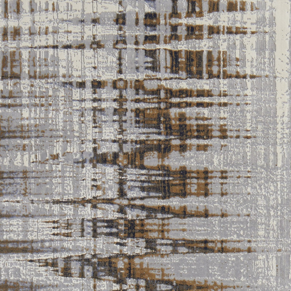 8" Blue Orange And Gray Abstract Power Loom Runner Rug