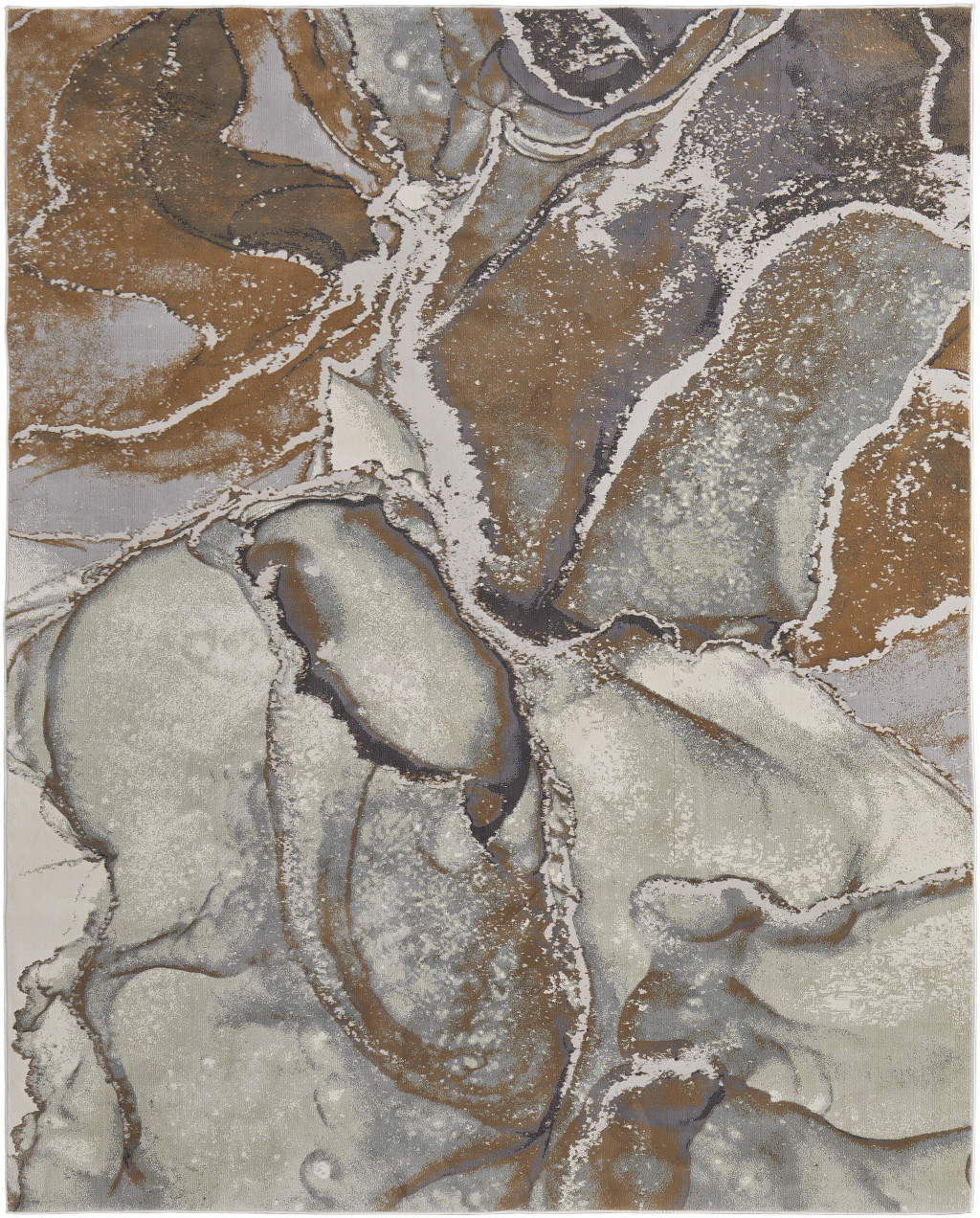 2" X 3" Gray and Brown Marble Power Loom Area Rug