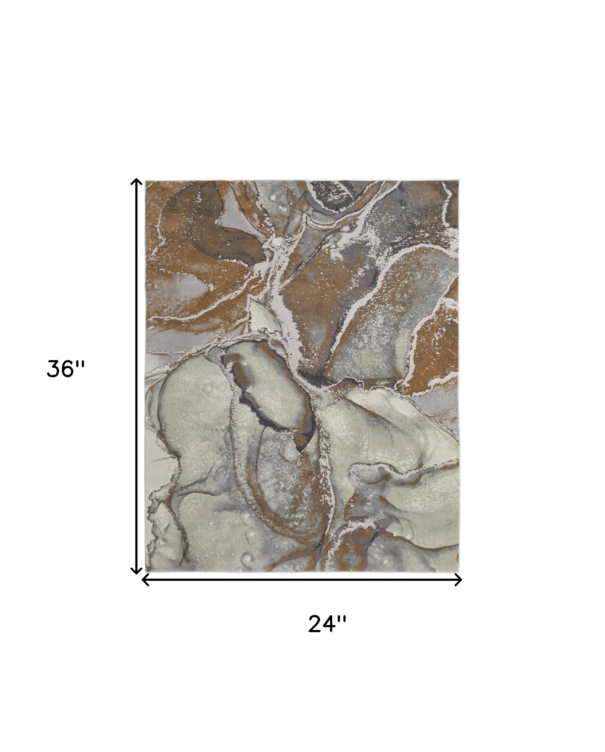 2" X 3" Gray and Brown Marble Power Loom Area Rug