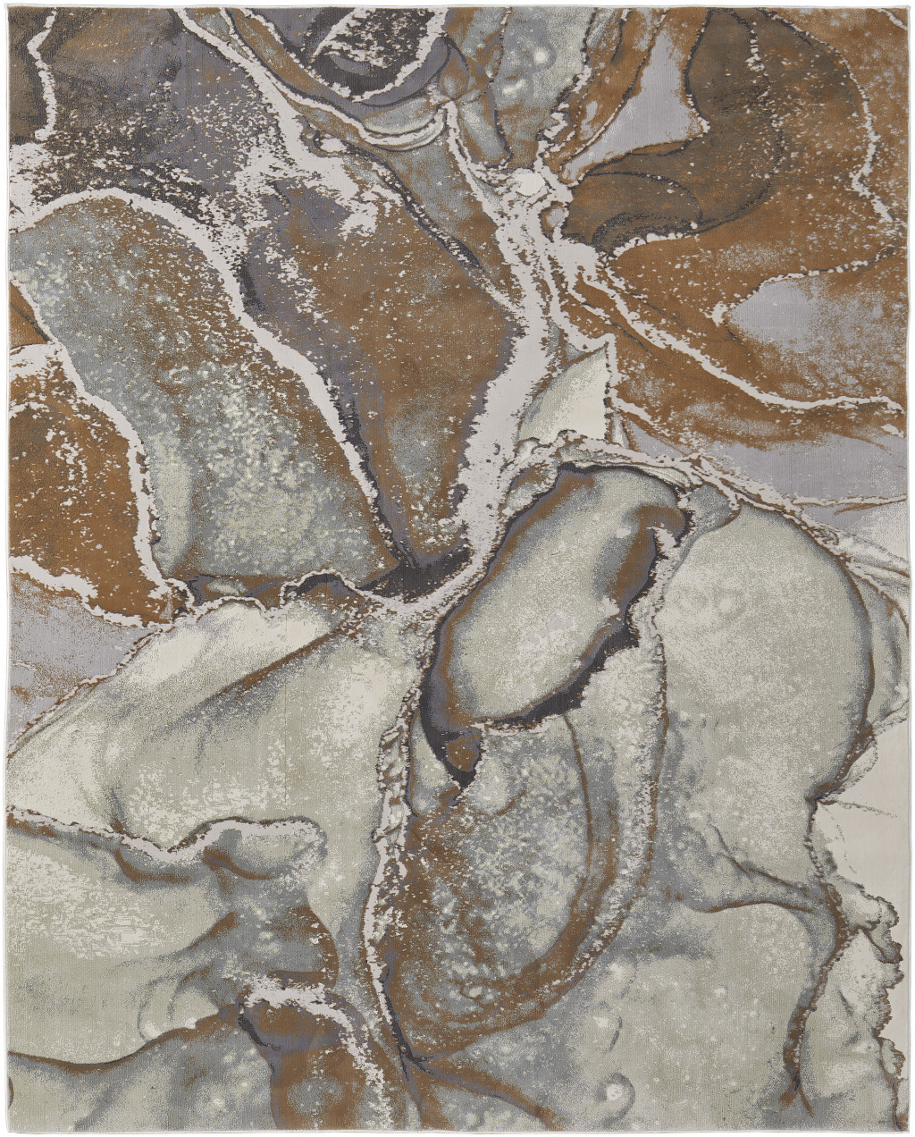 2" X 3" Gray and Brown Marble Power Loom Area Rug