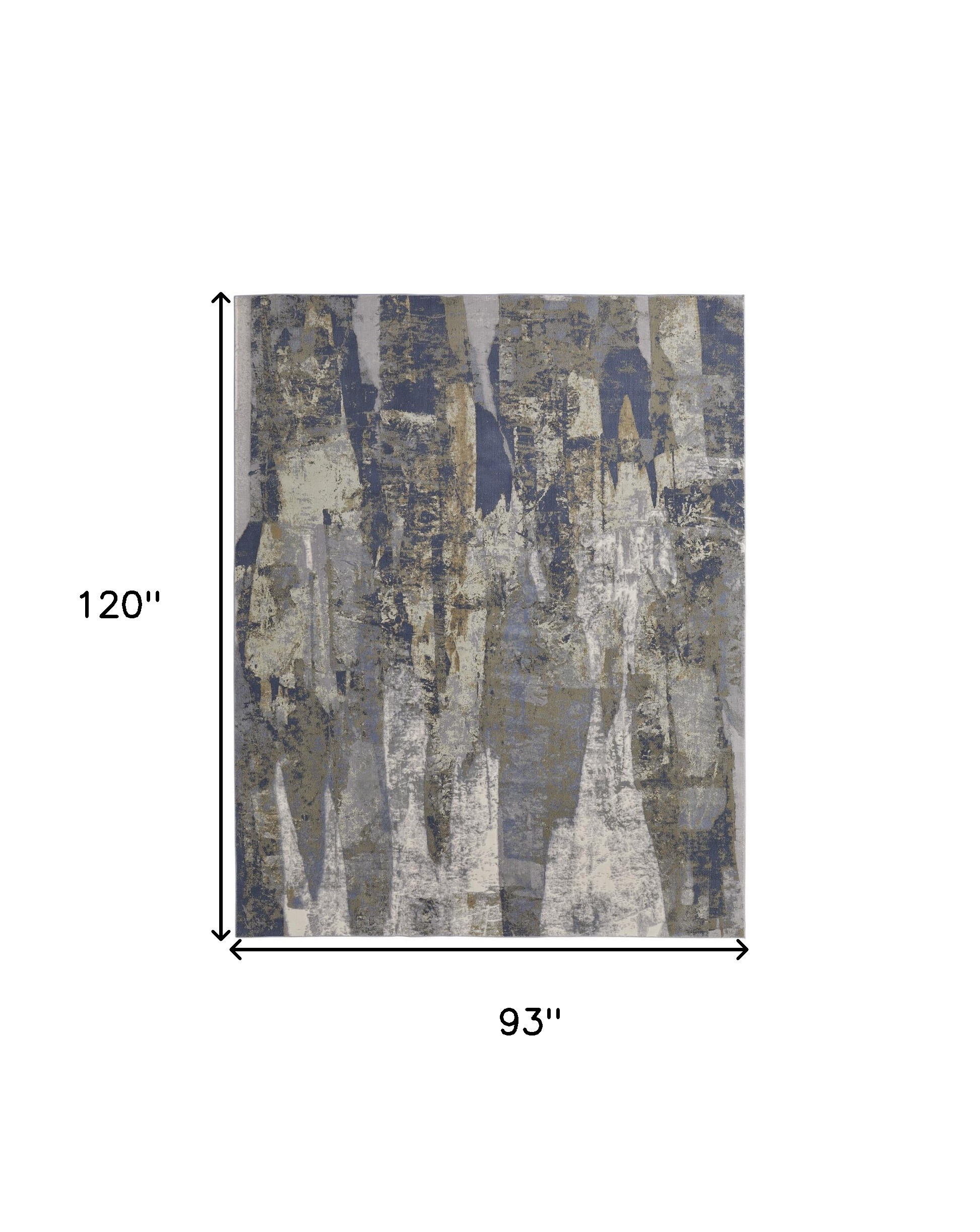8" X 10" Blue and Gray Abstract Power Loom Distressed Area Rug