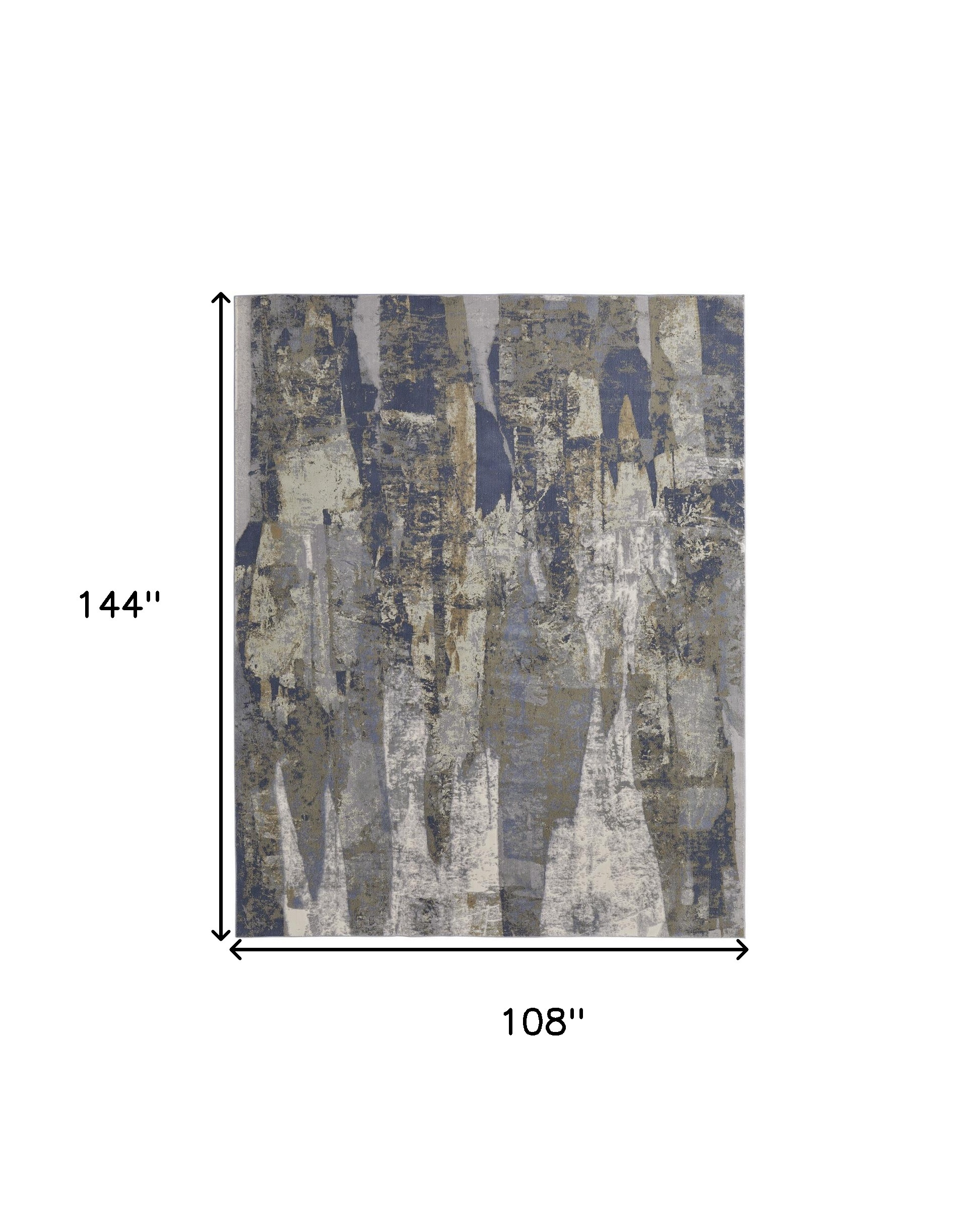 9" X 12" Blue Gray And Tan Abstract Power Loom Distressed Area Rug
