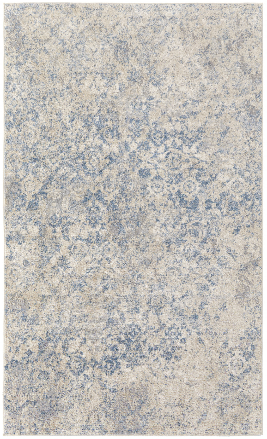 8' X 10' Blue And Ivory Abstract Power Loom Distressed Area Rug-513247-1