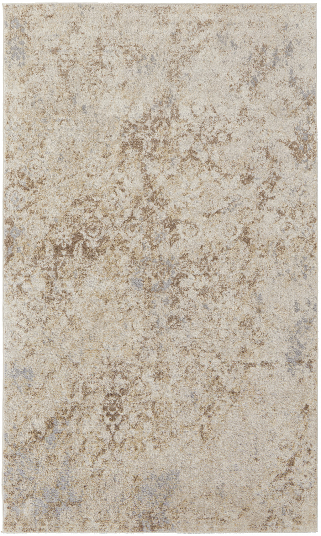 8' X 10' Tan And Ivory Abstract Power Loom Distressed Area Rug-513251-1
