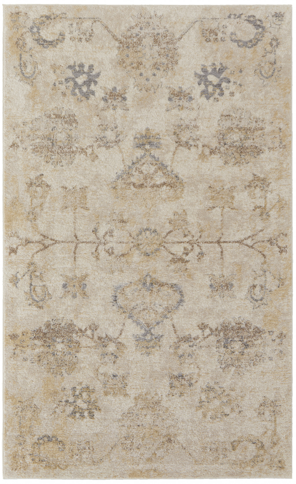 8' X 10' Ivory And Gray Abstract Power Loom Distressed Area Rug-513255-1