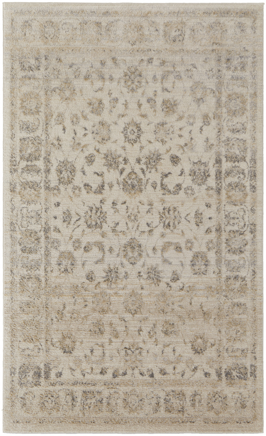 8' X 10' Ivory And Gray Abstract Power Loom Distressed Area Rug-513263-1