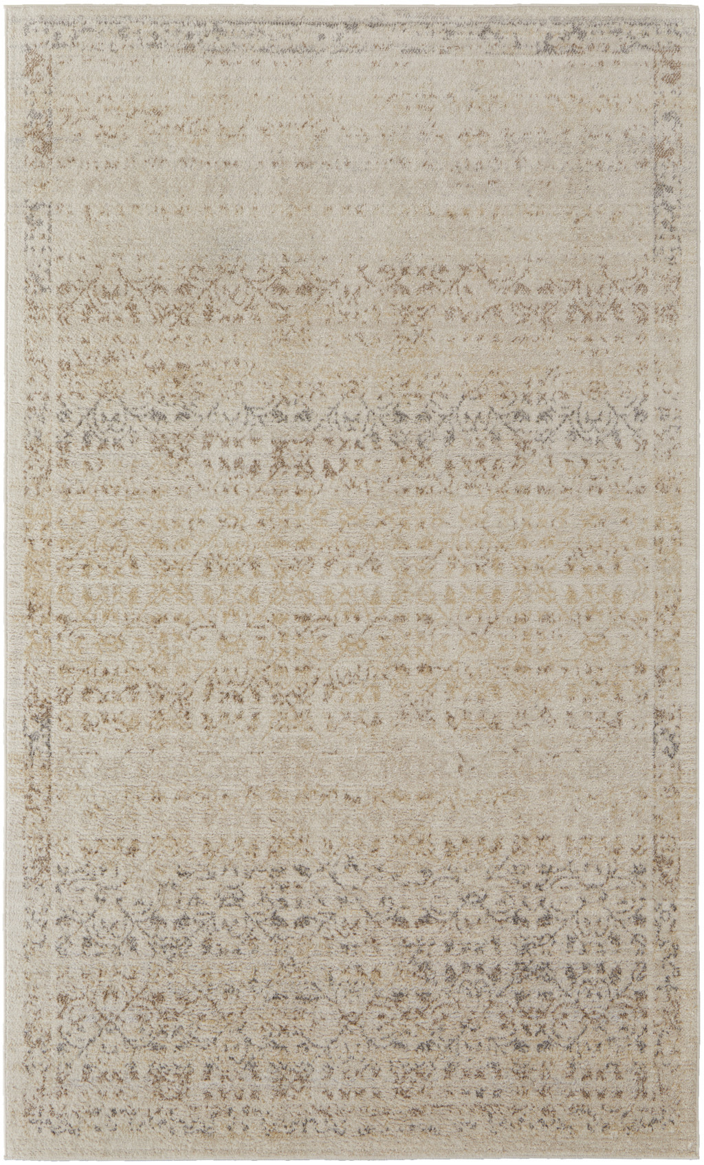 8' X 10' Ivory Tan And Gray Abstract Power Loom Distressed Area Rug-513271-1