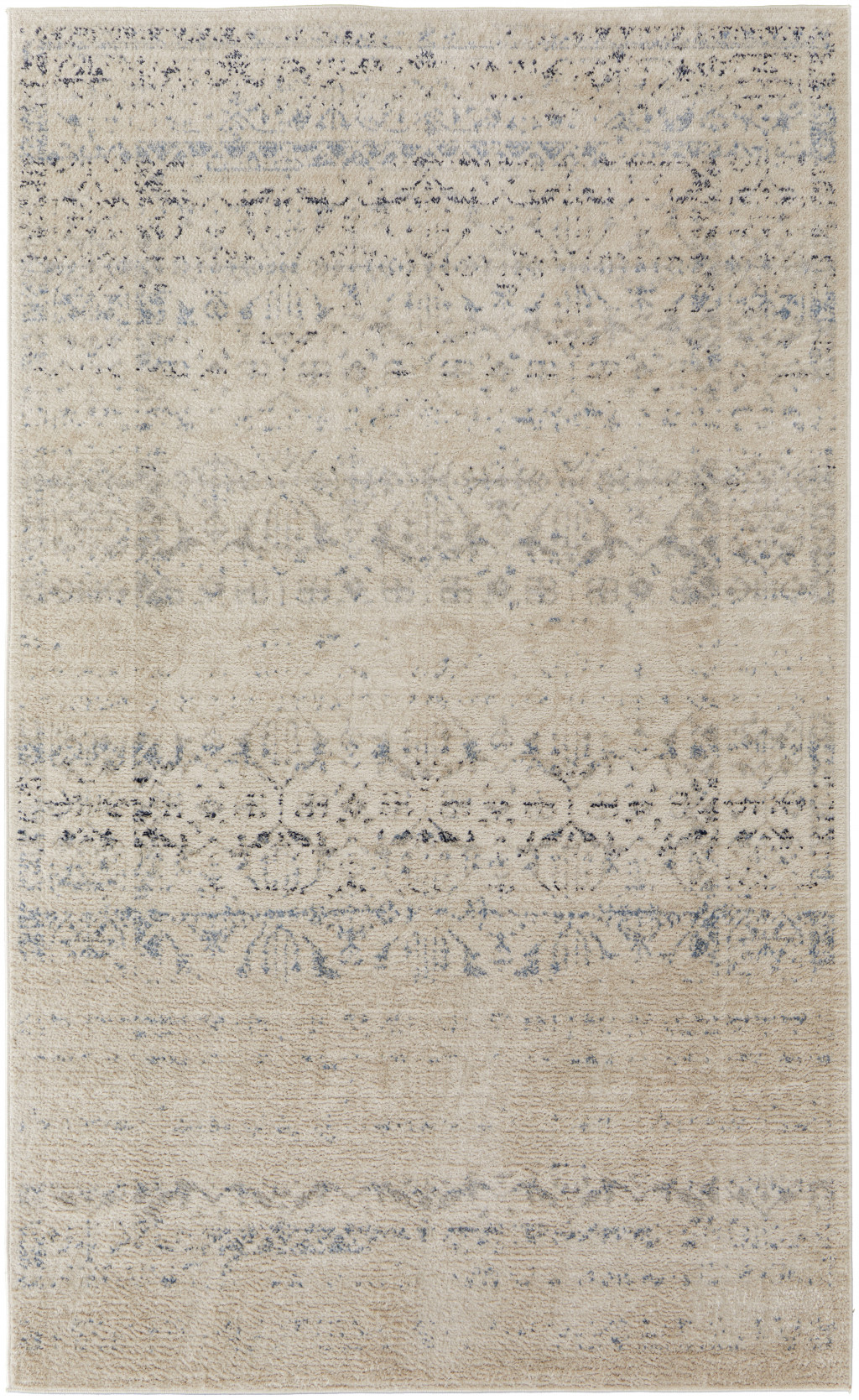 8' X 10' Ivory And Gray Abstract Power Loom Distressed Area Rug-513331-1
