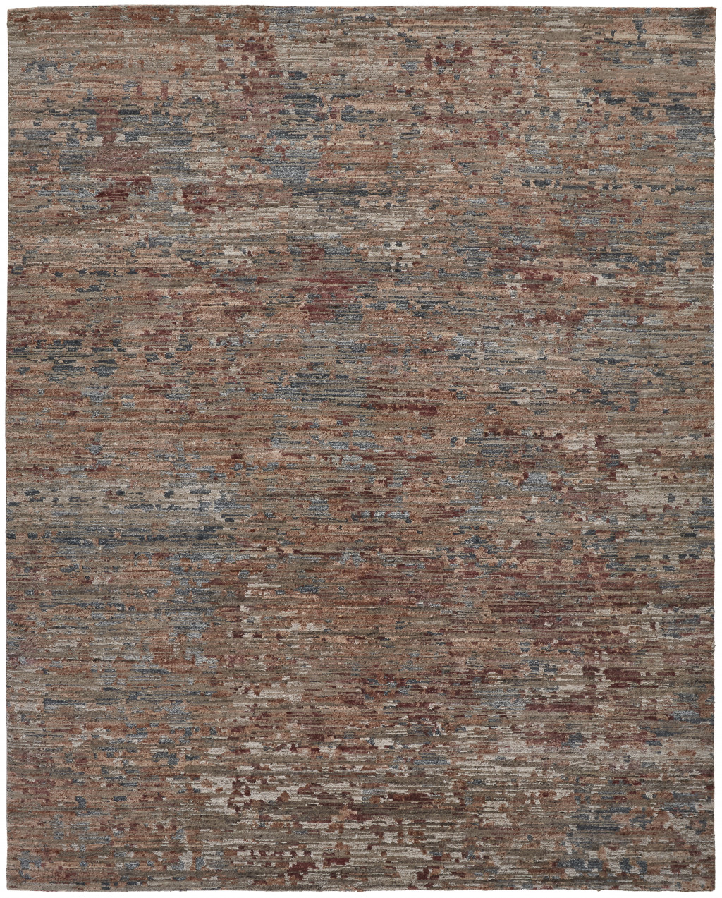 5' X 8' Red And Blue Wool Abstract Hand Knotted Area Rug-513358-1
