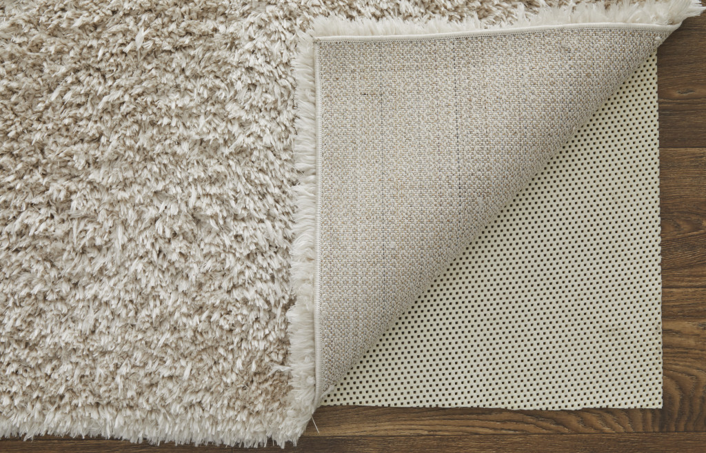 4' X 6' Ivory Shag Power Loom Stain Resistant Area Rug-513413-6