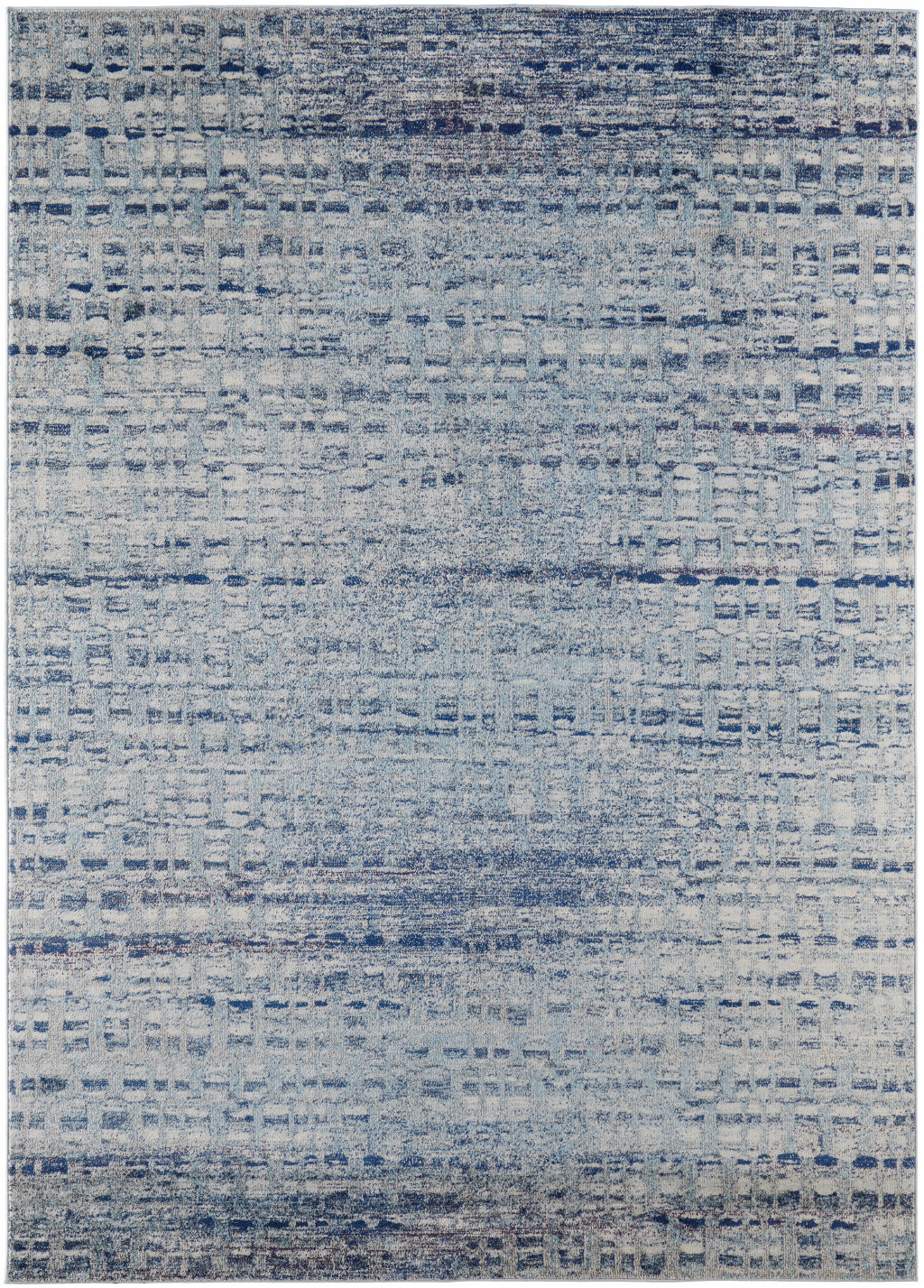 3' X 5' Blue And Ivory Abstract Power Loom Stain Resistant Area Rug-513448-1