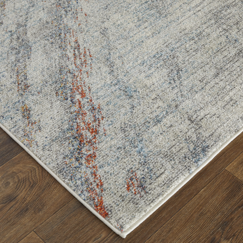 2' X 3' Ivory Orange And Blue Abstract Power Loom Stain Resistant Area Rug-513469-5