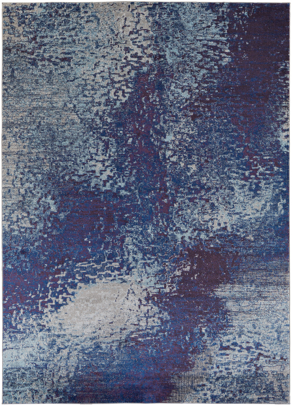 7' X 10' Blue Purple And Ivory Abstract Power Loom Stain Resistant Area Rug-513495-1