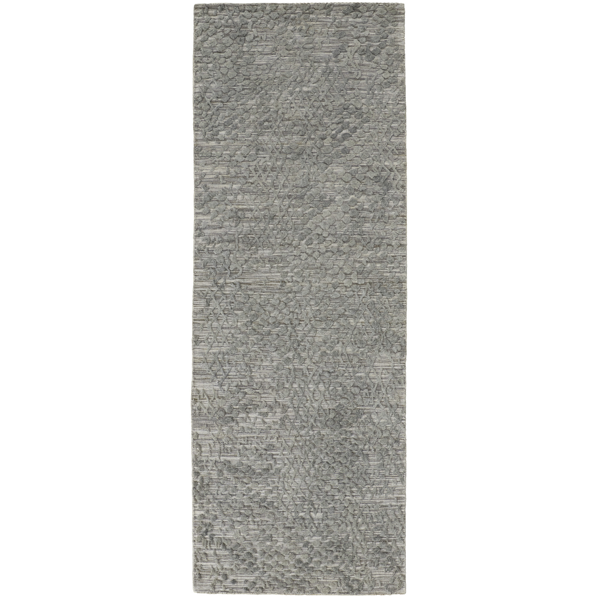 10' Gray Abstract Hand Woven Runner Rug-513567-1