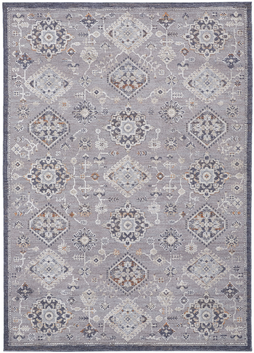 12' X 15' Gray Floral Power Loom Stain Resistant Area Rug-513713-1