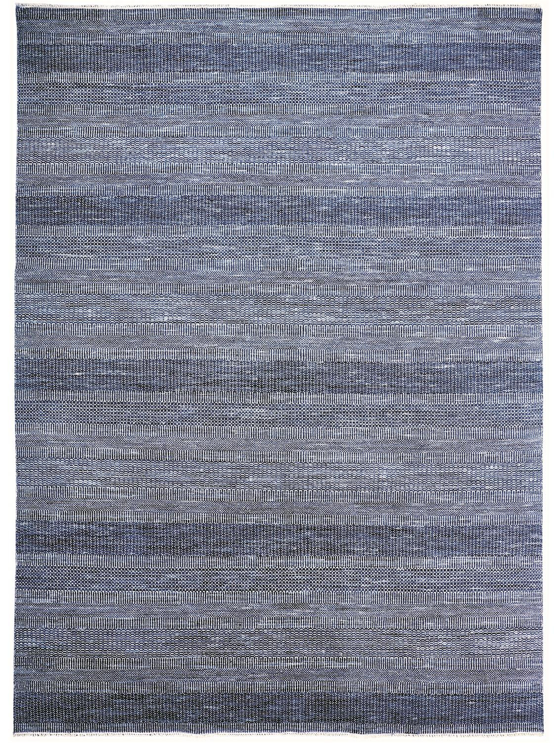 2' X 3' Blue And Gray Wool Striped Hand Knotted Area Rug-513857-1
