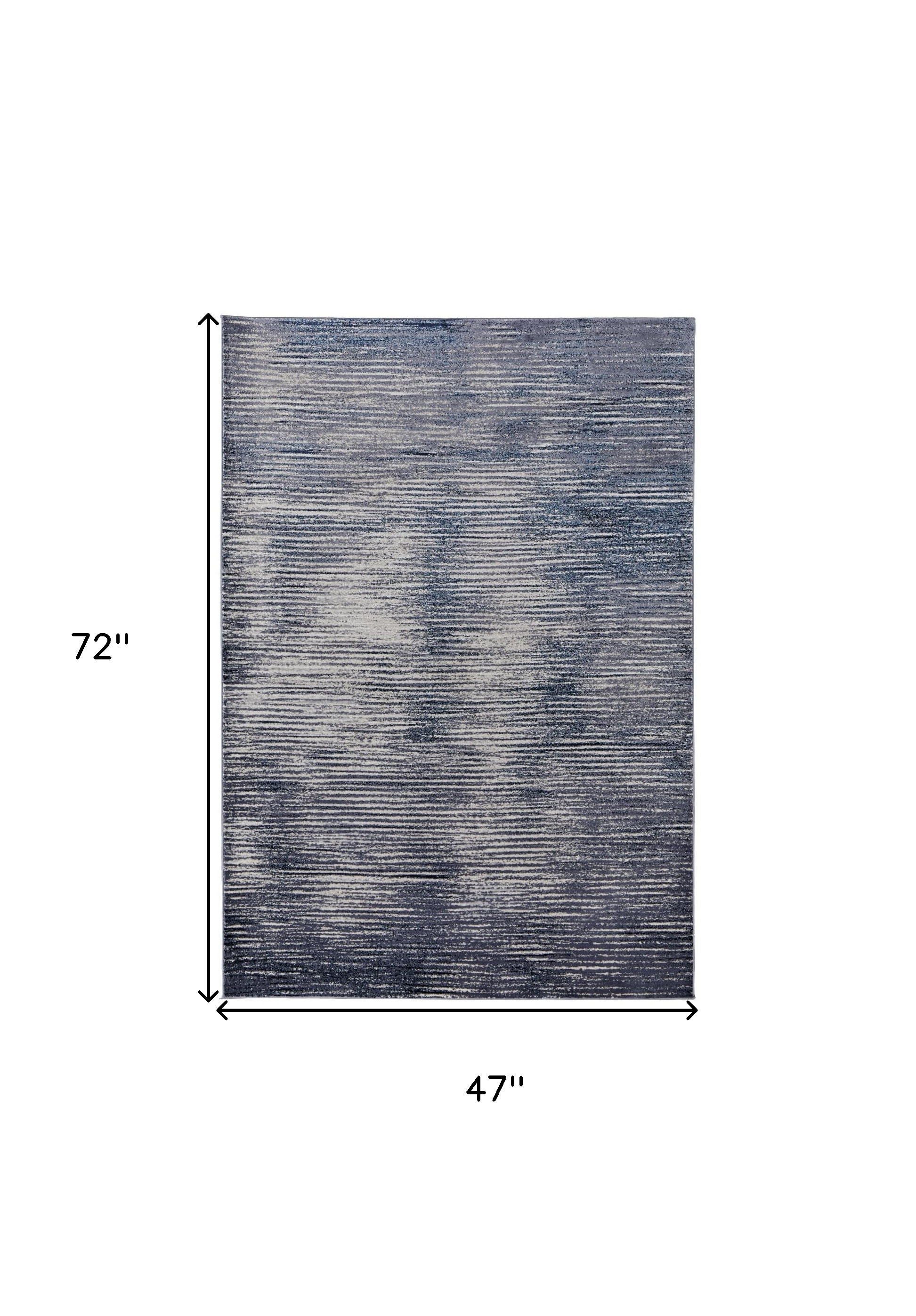 4" X 6" Blue and Ivory Striped Power Loom Distressed Non Skid Area Rug