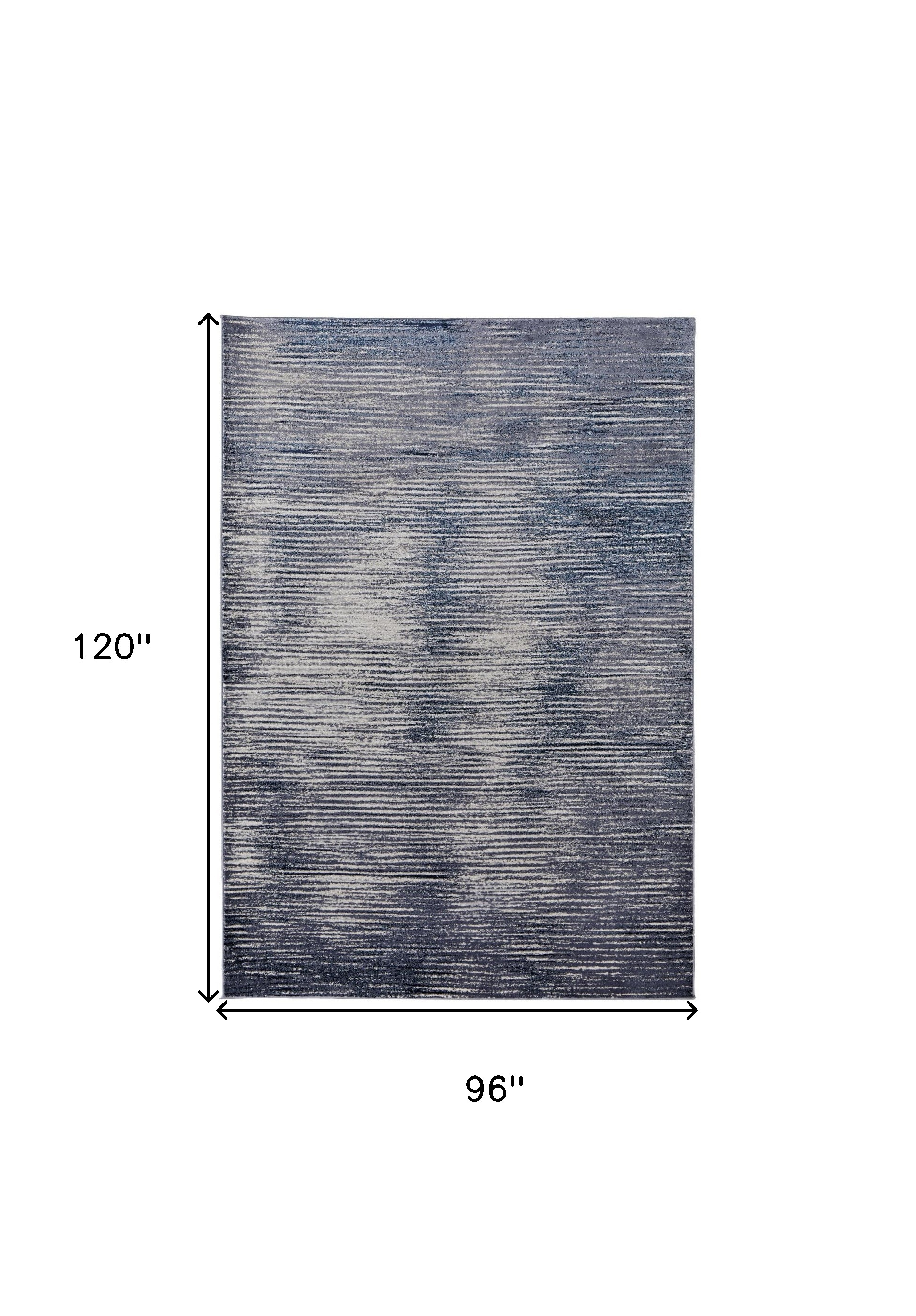 8" X 10" Blue and Ivory Striped Power Loom Distressed Non Skid Area Rug