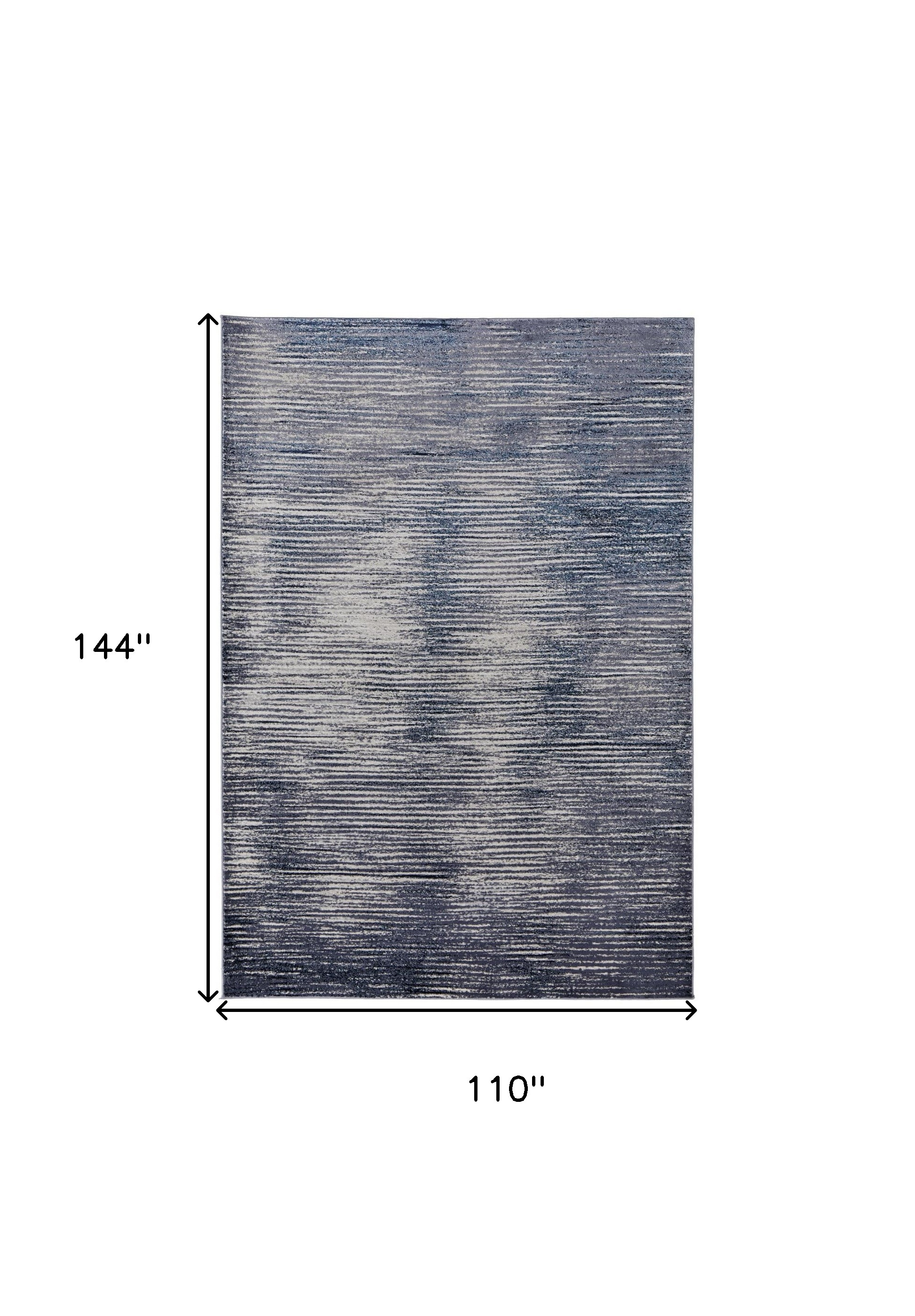 9" X 12" Blue Gray And Ivory Striped Power Loom Distressed Area Rug