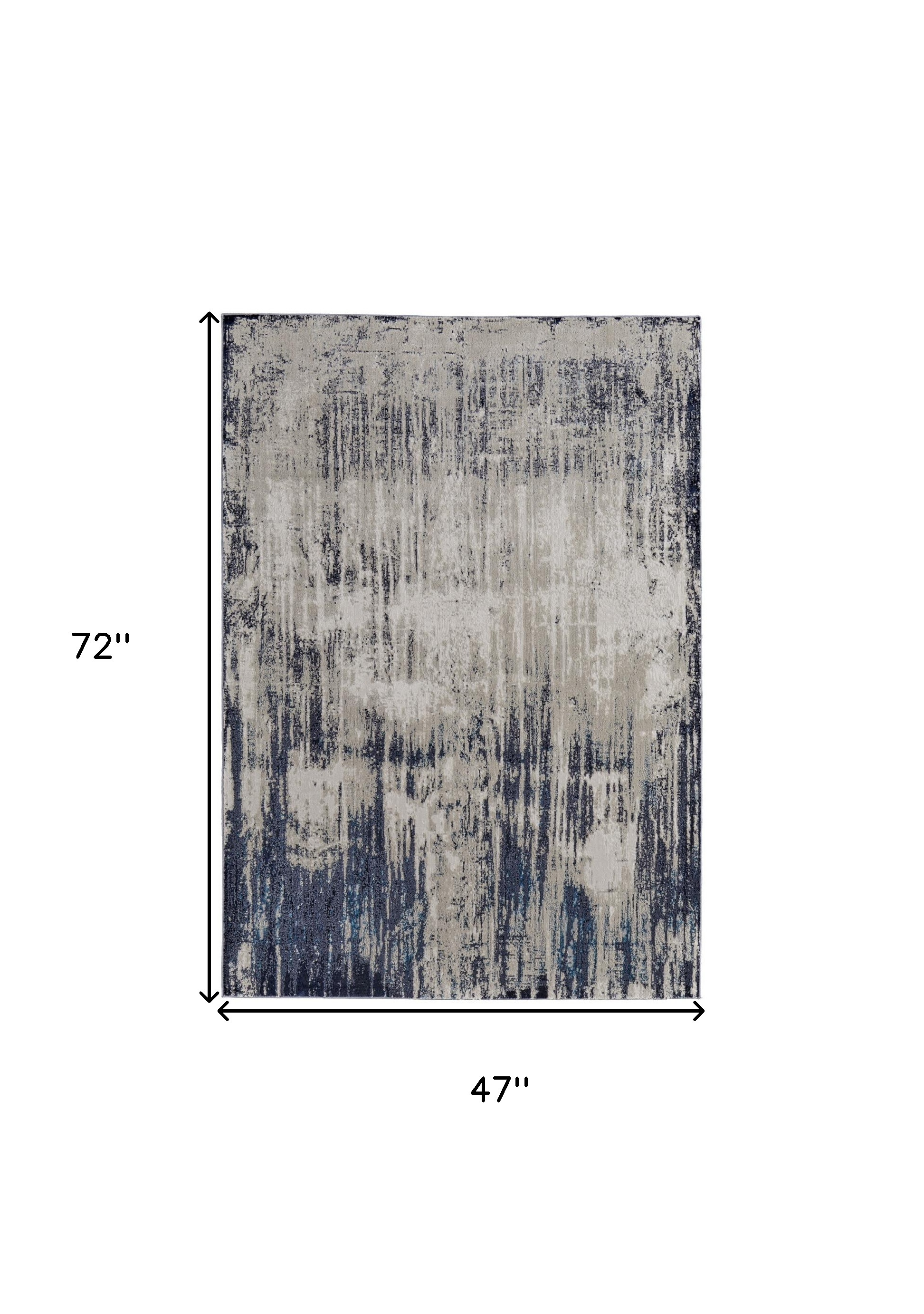 4" X 6" Tan Blue And Ivory Abstract Power Loom Distressed Area Rug