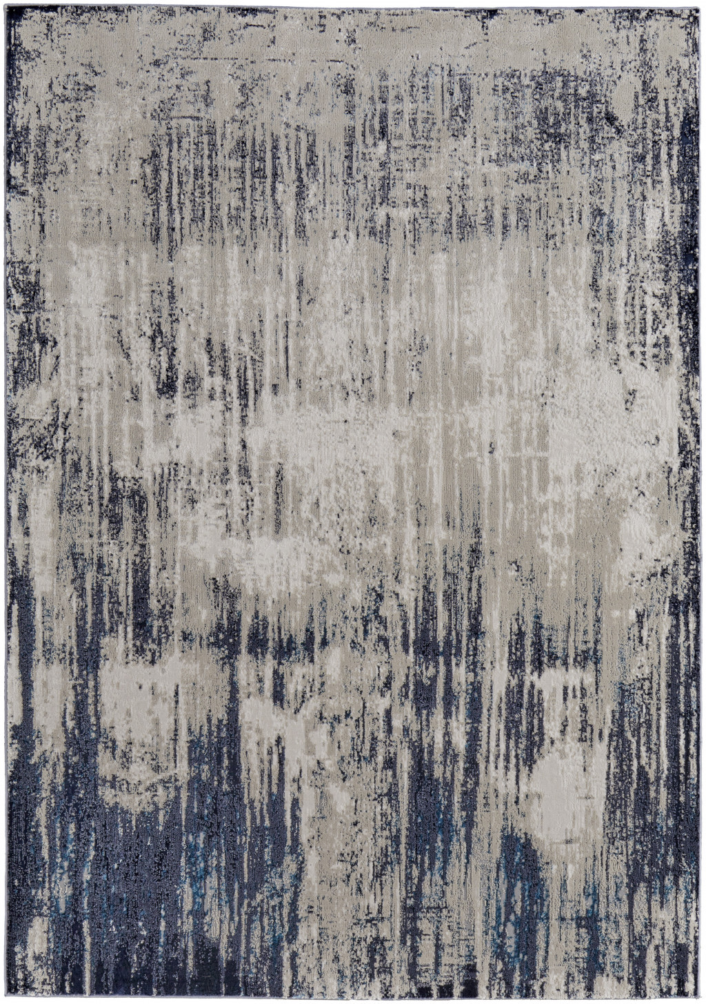 5' X 8' Tan Blue And Ivory Abstract Power Loom Distressed Area Rug-513903-1