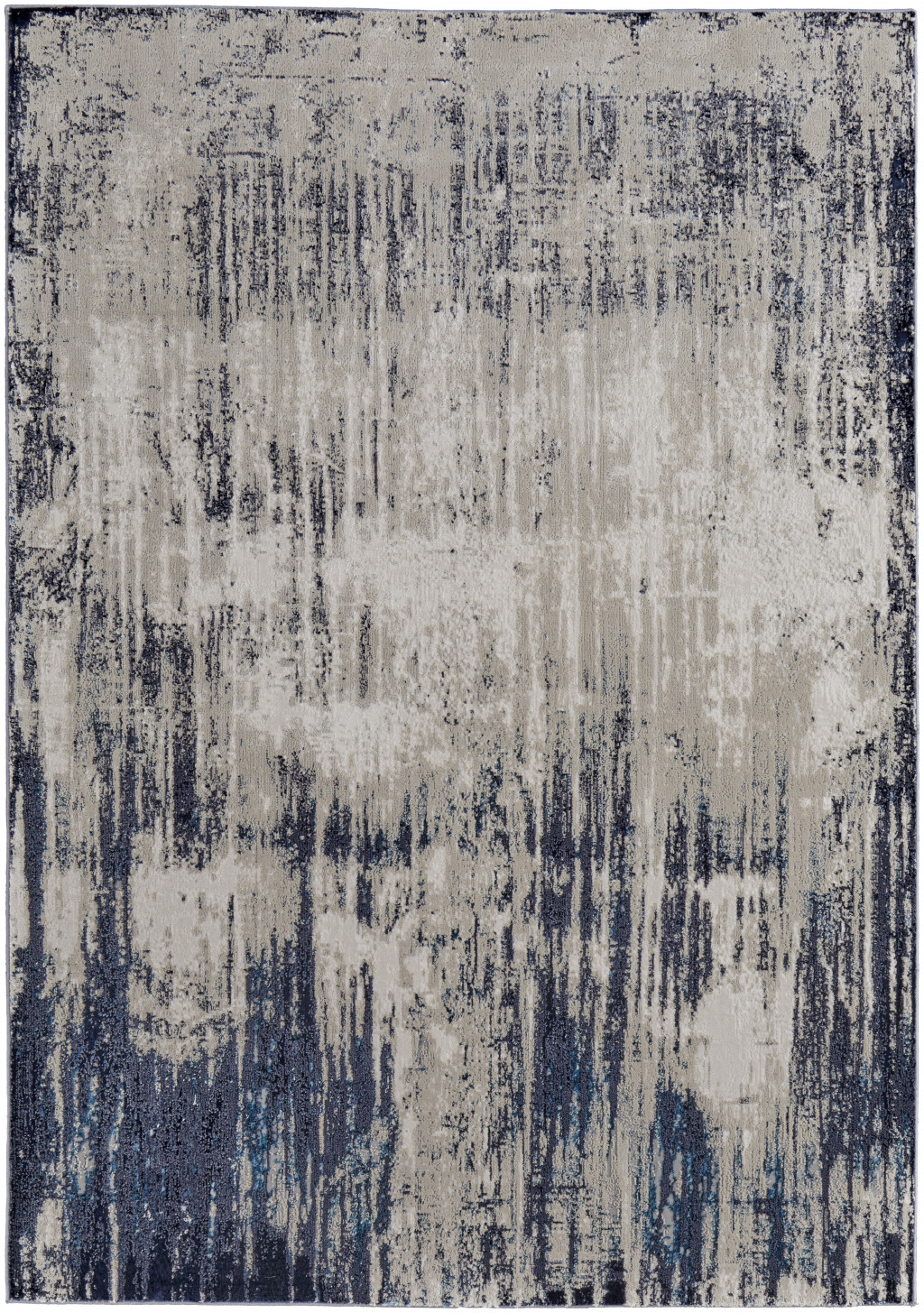 8' X 10' Tan Blue And Ivory Abstract Power Loom Distressed Area Rug-513904-1