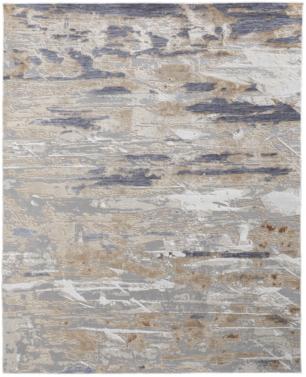 4" X 6" Tan Orange And Ivory Abstract Power Loom Distressed Area Rug
