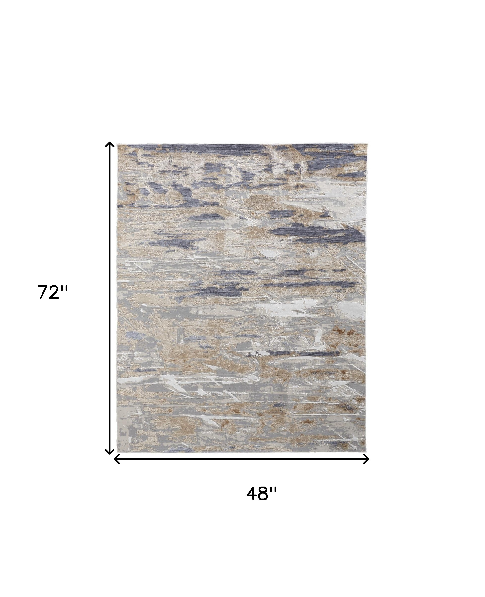 4" X 6" Tan Orange And Ivory Abstract Power Loom Distressed Area Rug