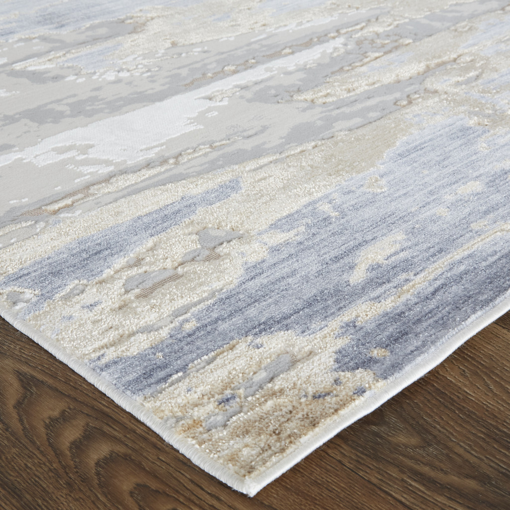 4" X 6" Tan Orange And Ivory Abstract Power Loom Distressed Area Rug