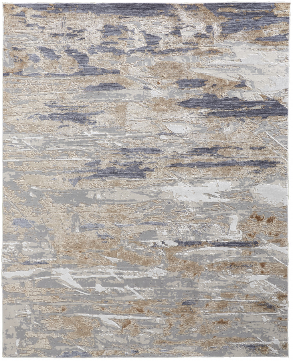5' X 8' Tan Orange And Ivory Abstract Power Loom Distressed Area Rug-514132-1