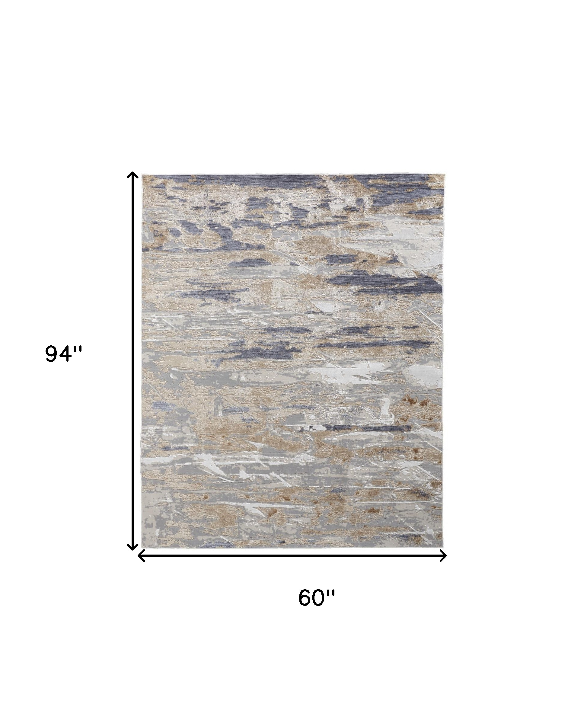 5" X 8" Tan Orange And Ivory Abstract Power Loom Distressed Area Rug