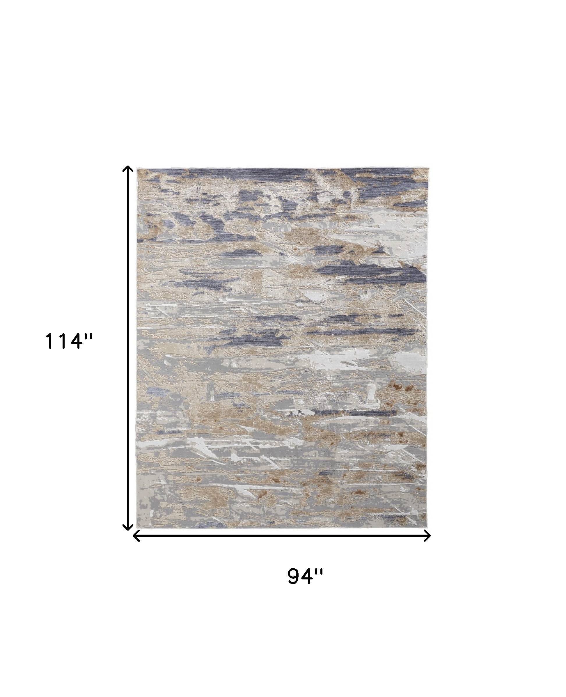 8" X 10" Tan and Ivory Abstract Power Loom Distressed Non Skid Area Rug
