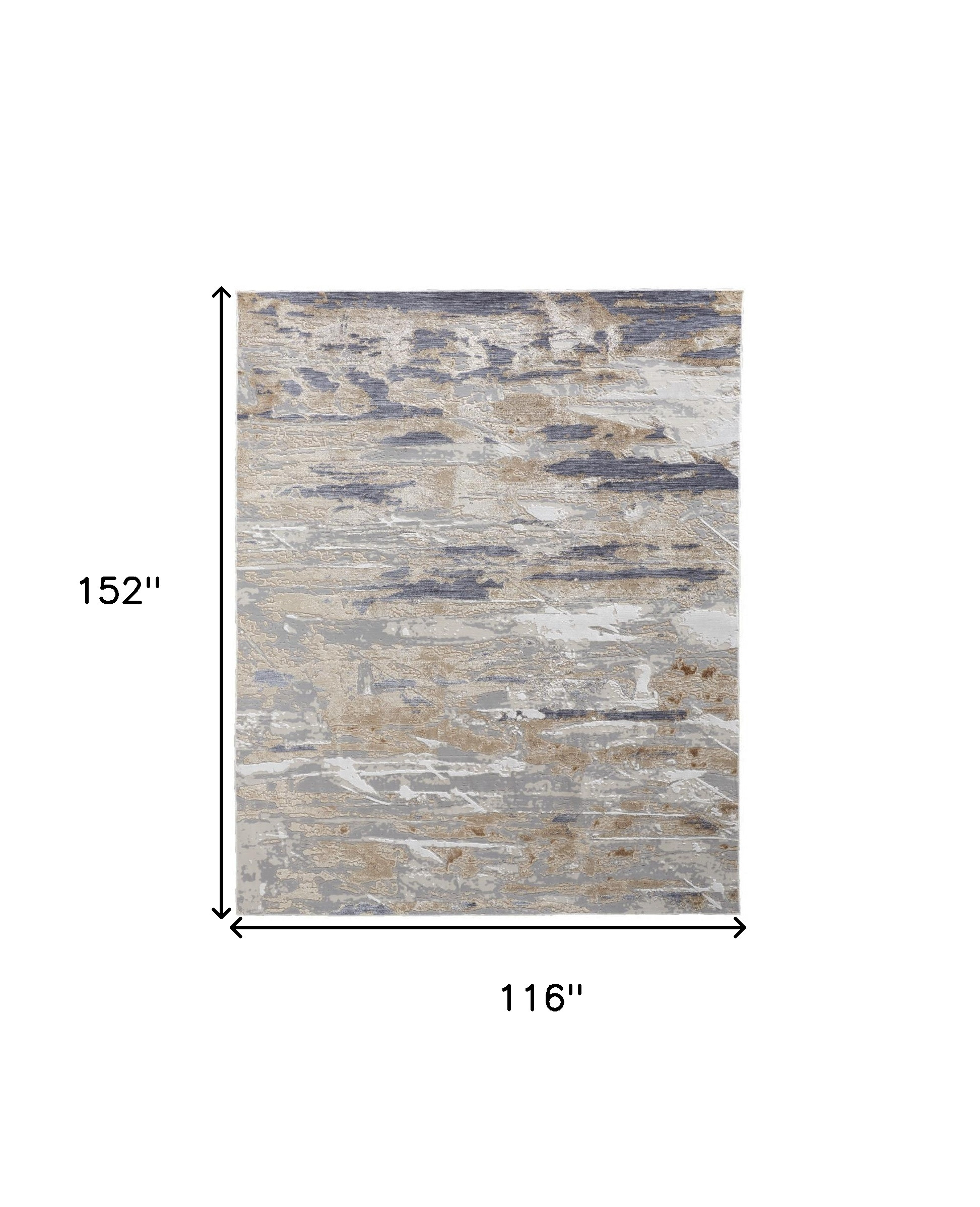 10" X 13" Tan Orange And Ivory Abstract Power Loom Distressed Area Rug