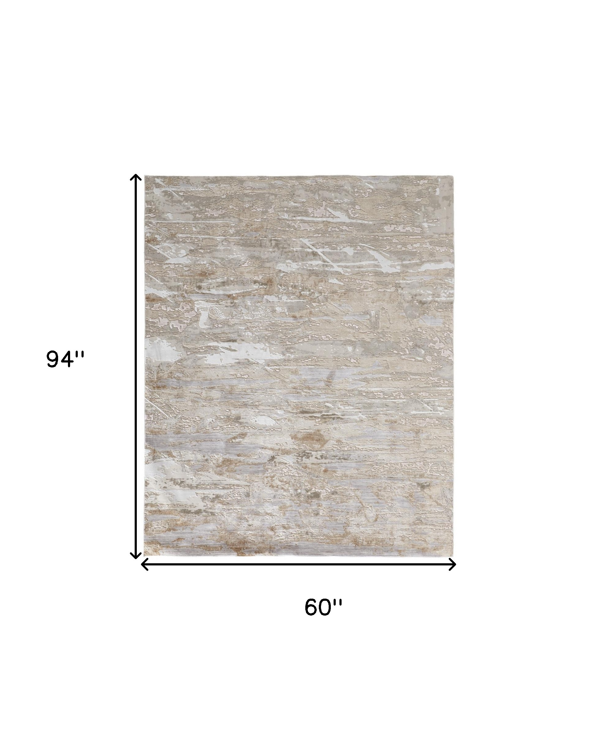 5" X 8" Tan And Ivory Abstract Power Loom Distressed Area Rug