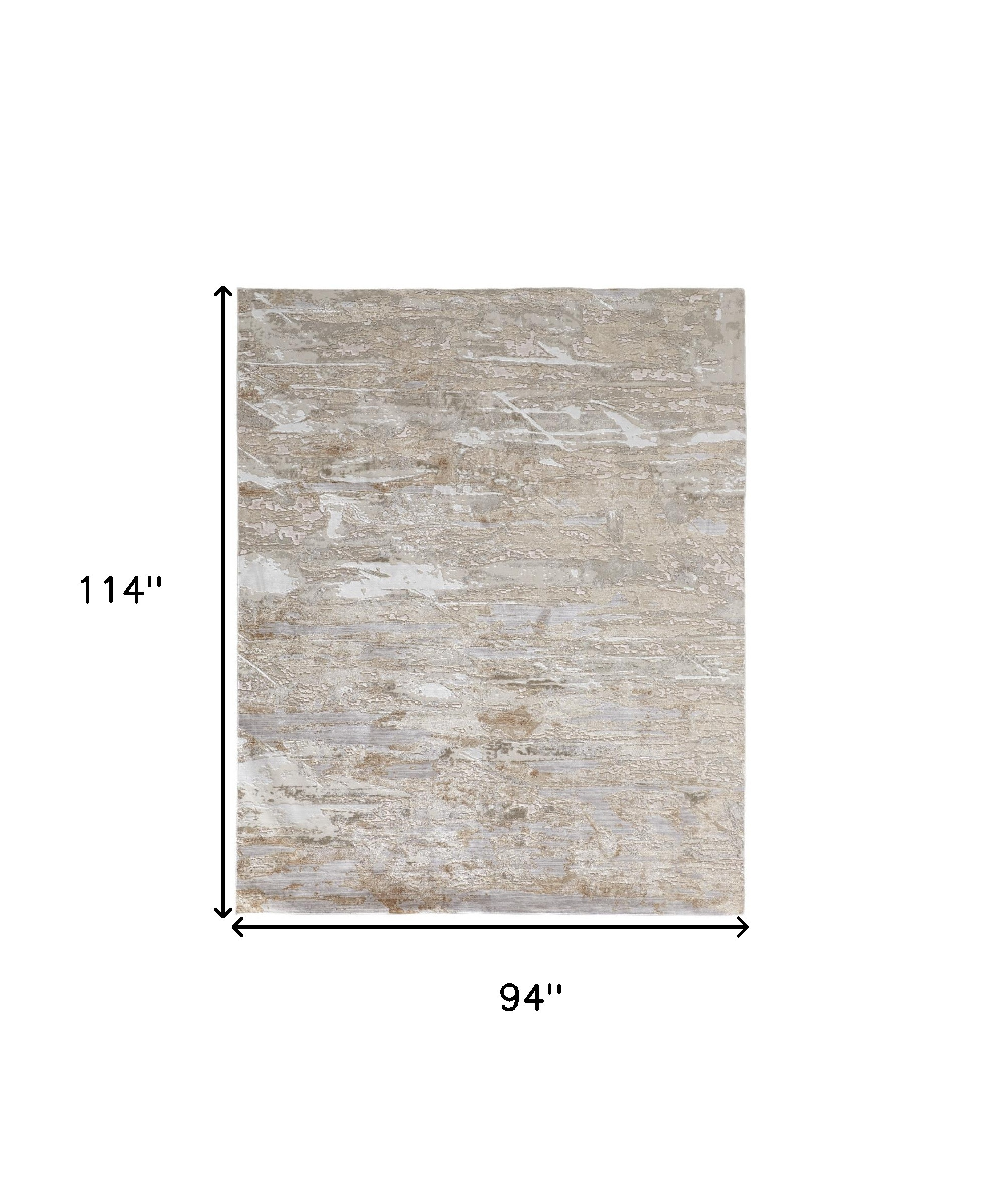 8" X 10" Tan And Ivory Abstract Power Loom Distressed Area Rug