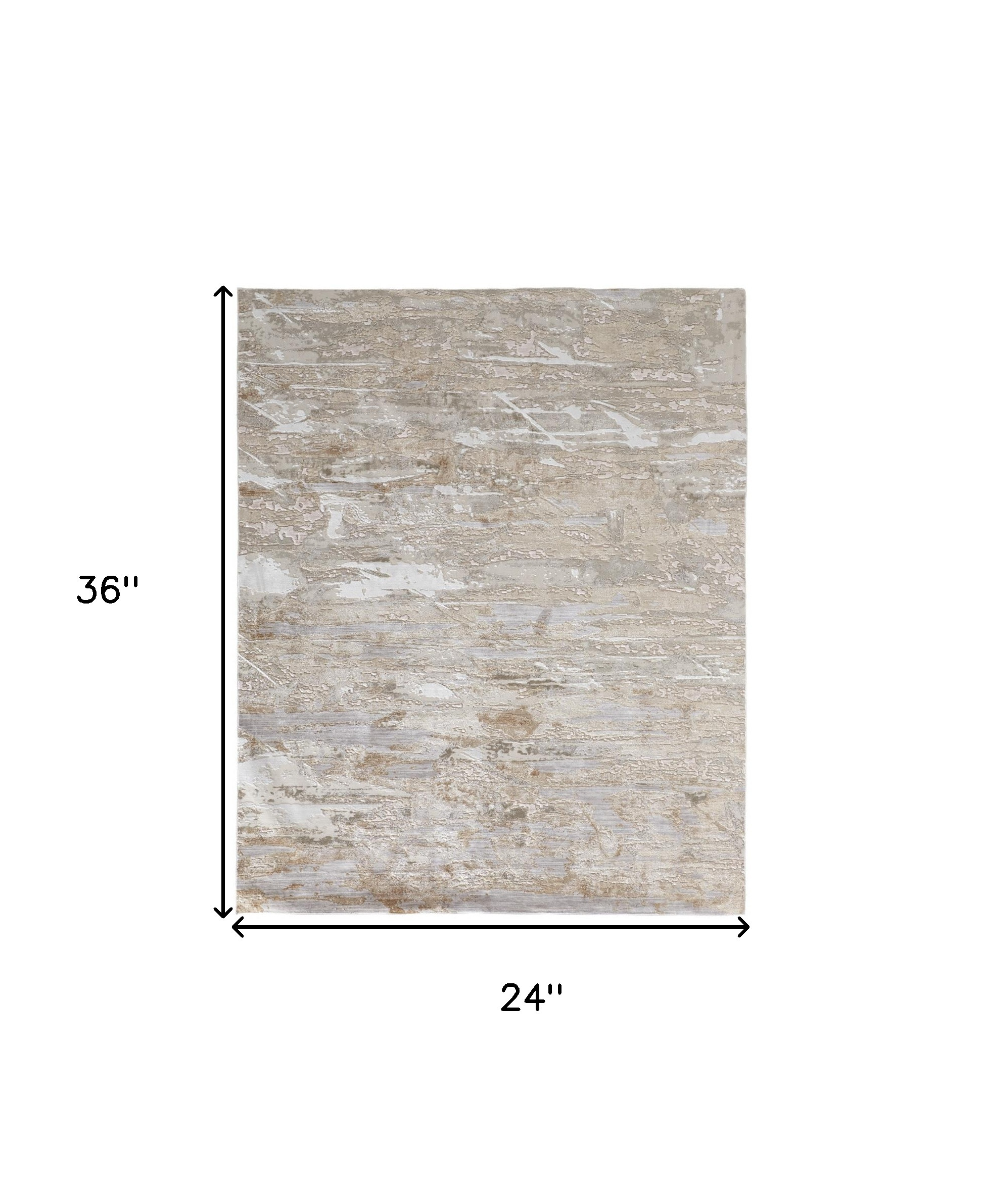 2" X 3" Tan And Ivory Abstract Power Loom Distressed Area Rug
