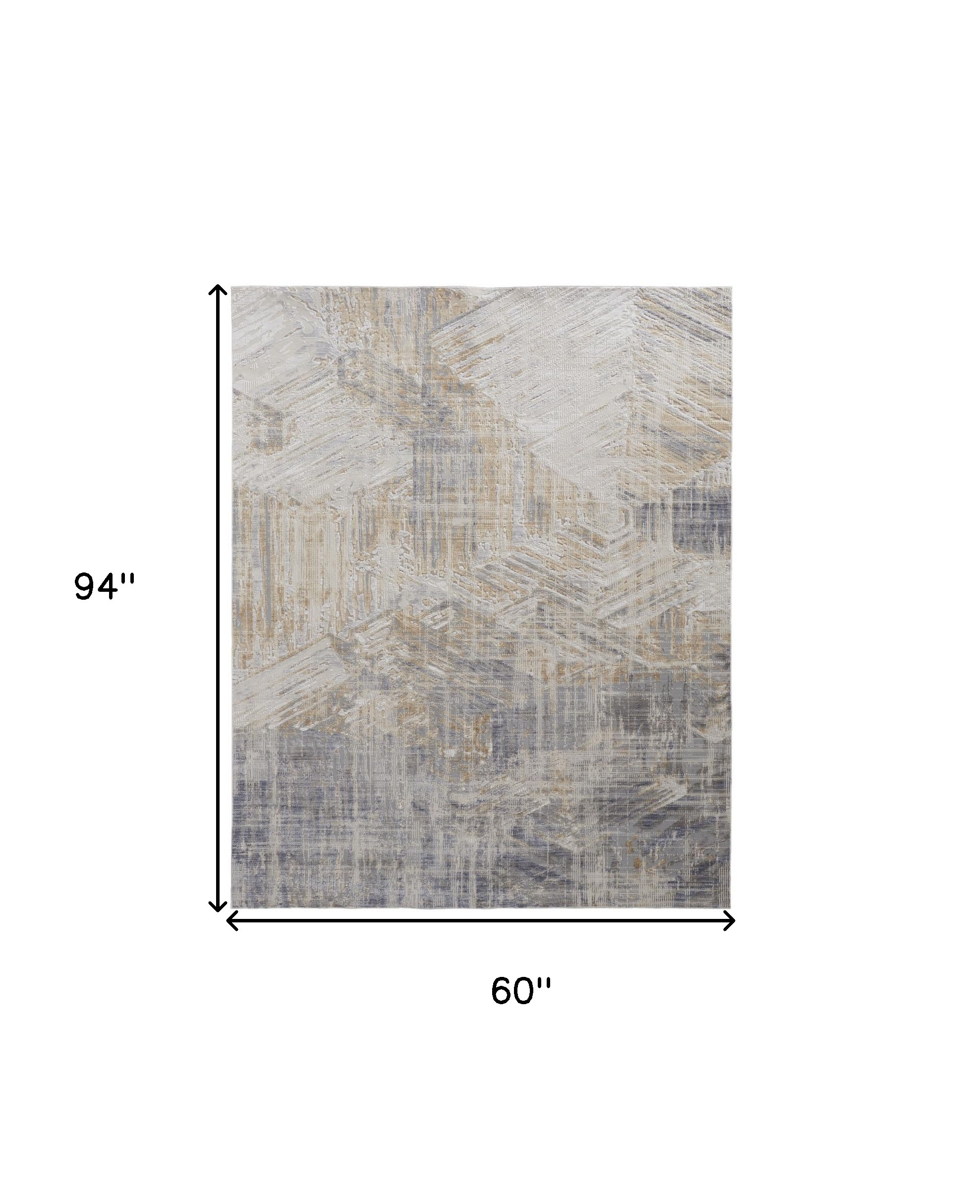 5" X 8" Tan Ivory And Gray Abstract Power Loom Distressed Area Rug