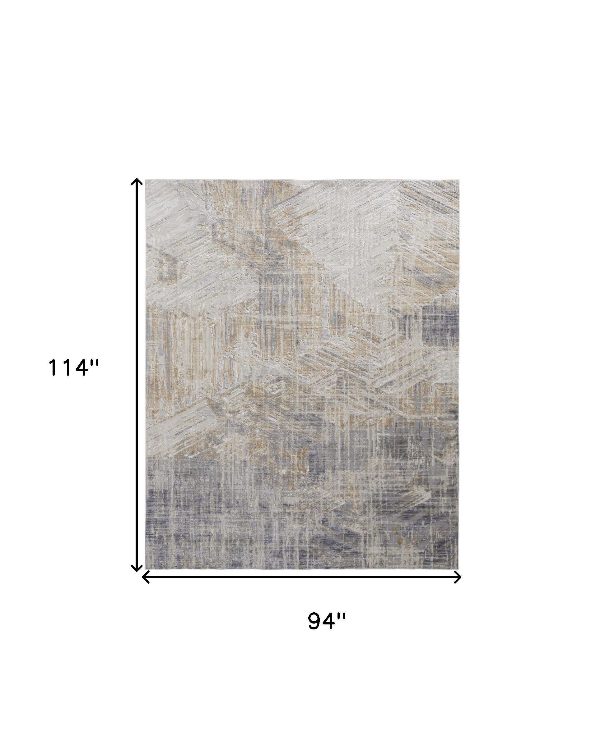 8" X 10" Tan and Ivory Abstract Power Loom Distressed Non Skid Area Rug