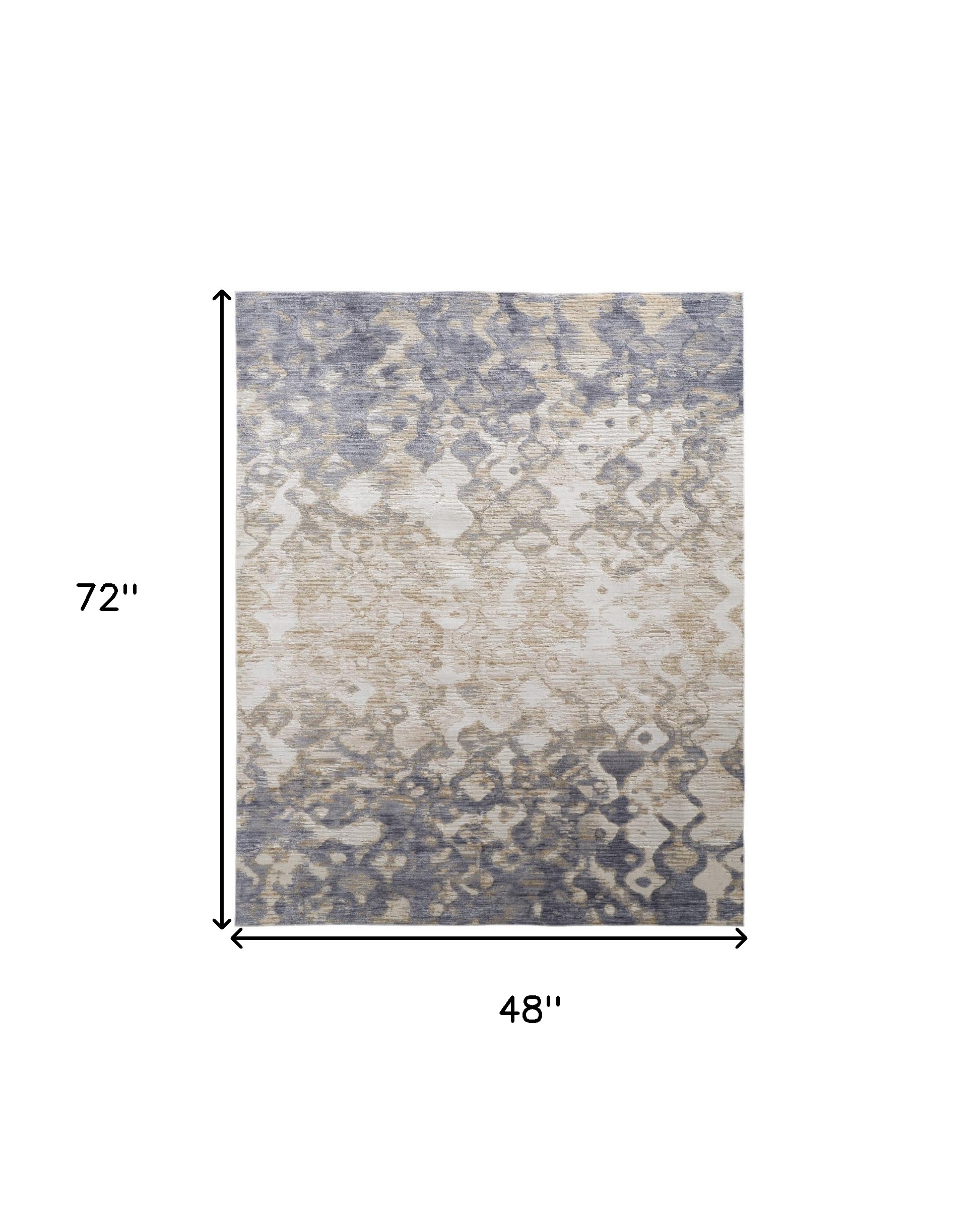 4" X 6" Tan Ivory And Blue Abstract Power Loom Distressed Area Rug