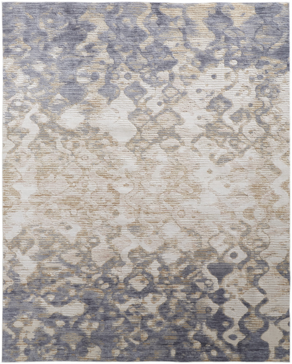 8' X 10' Tan Ivory And Blue Abstract Power Loom Distressed Area Rug-514160-1