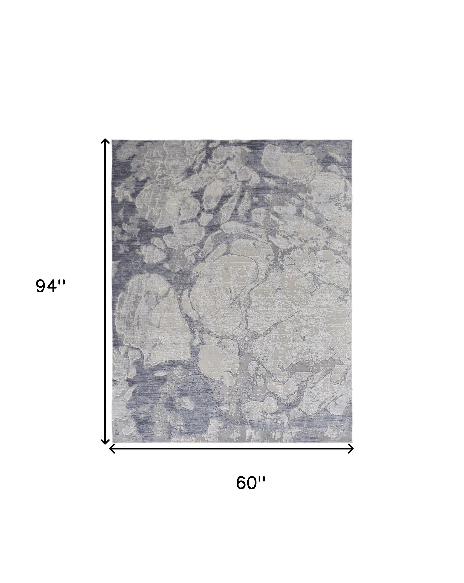 5" X 8" Ivory And Blue Abstract Power Loom Distressed Area Rug
