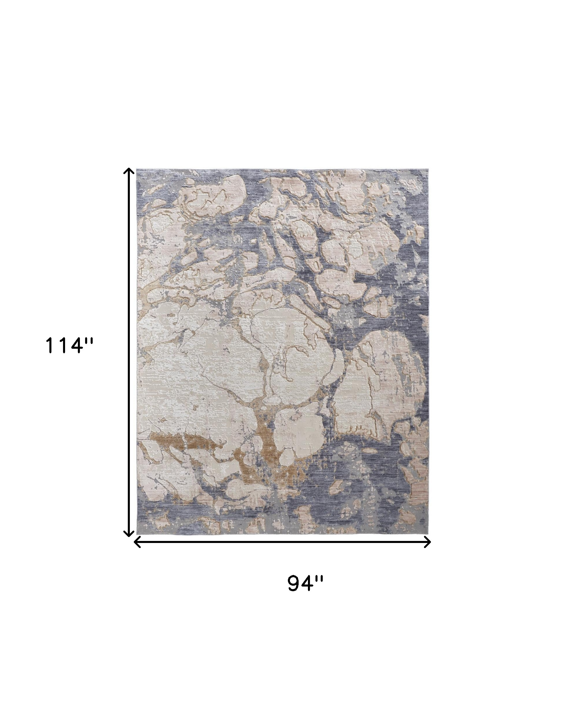 8" X 10" Tan and Blue Abstract Power Loom Distressed Non Skid Area Rug