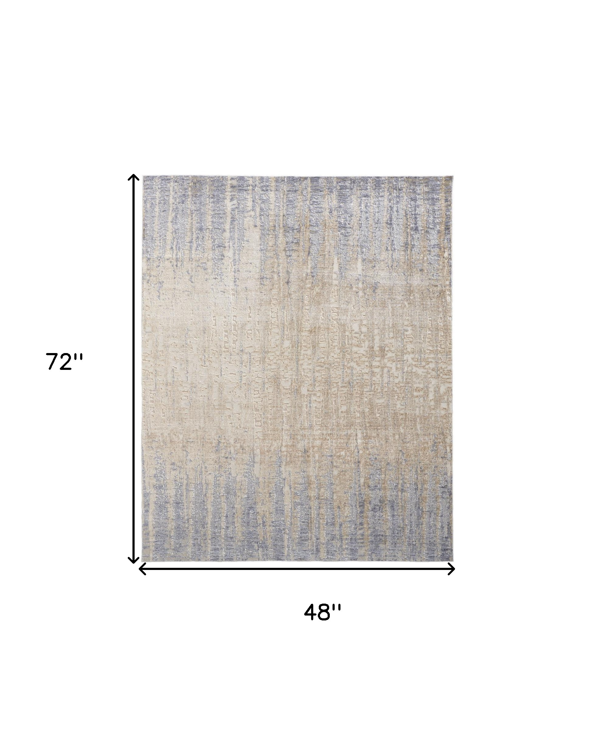 4" X 6" Tan Brown And Blue Abstract Power Loom Distressed Area Rug