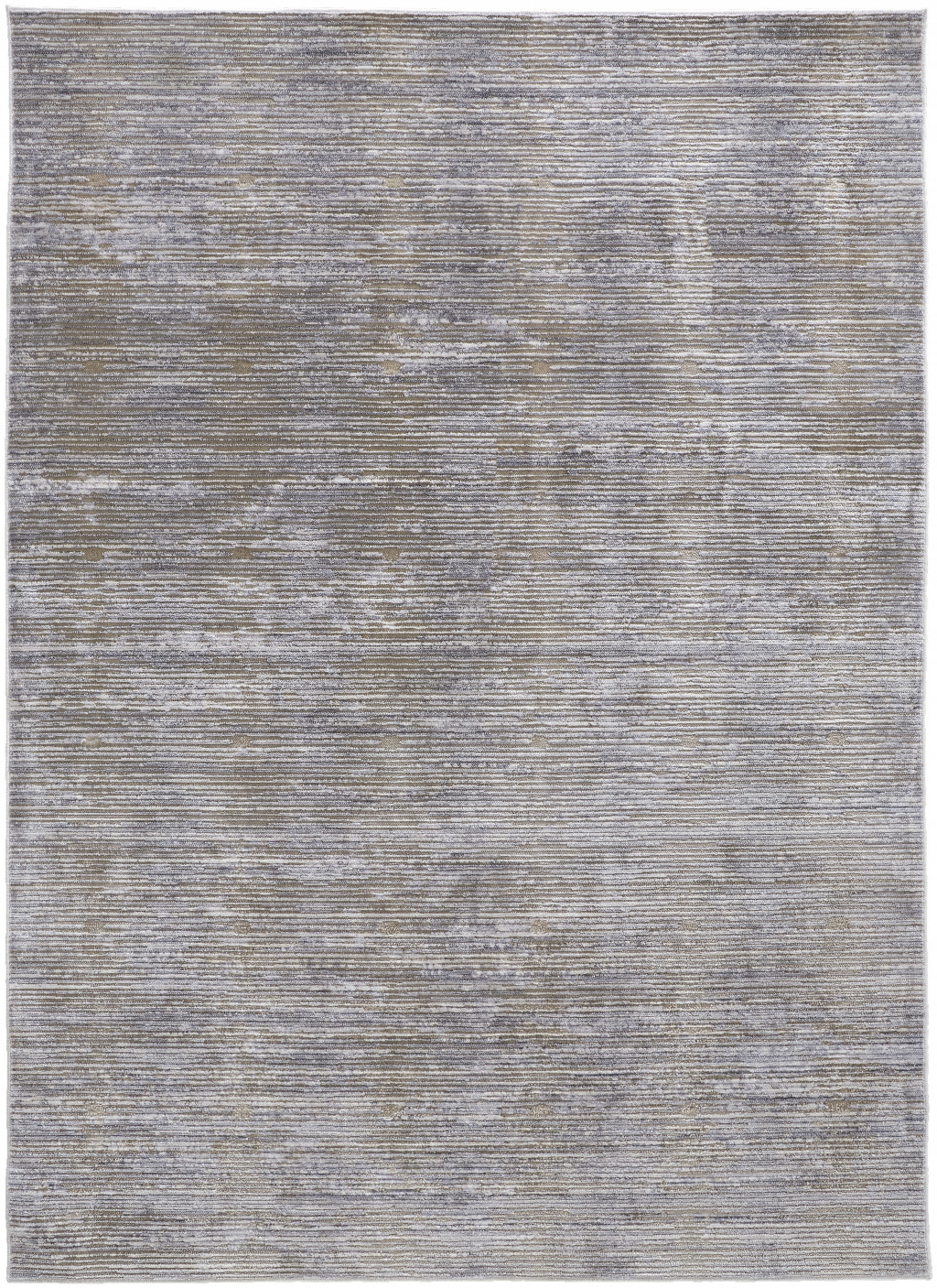 8" X 10" Taupe Silver and Tan Abstract Power Loom Non Skid Area Rug