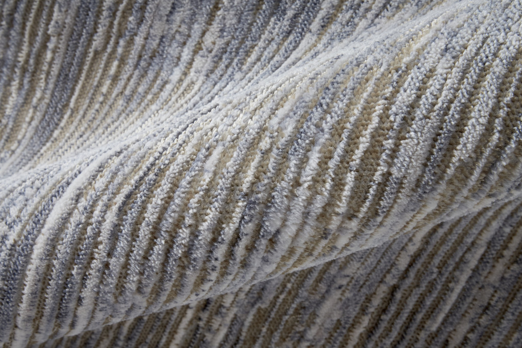 12" Taupe Silver And Tan Abstract Power Loom Runner Rug